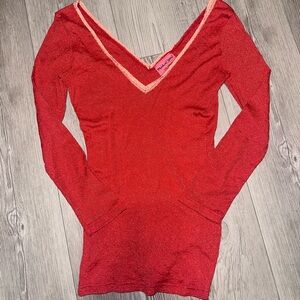 Michael Stars Vibrant Red V-Neck Top